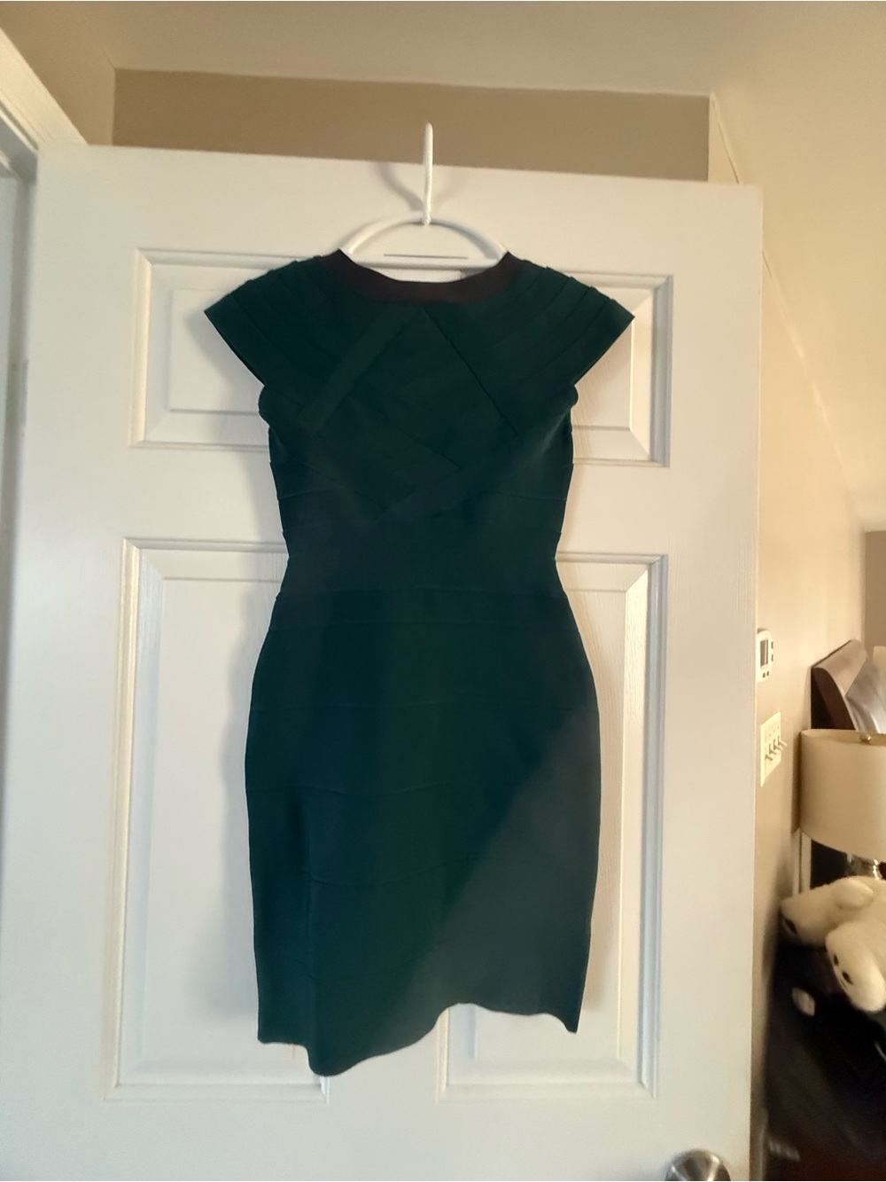 Herve Leger Bodycon Bandage Dress in Teal and Charcoal - Picture 7 of 7